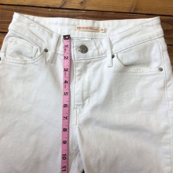 LEVI’S 721 distressed high rise skinny  denim jeans 26 white - Picture 9 of 12